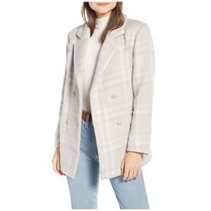 NEW Something Navy Double Breasted Plaid Jacket